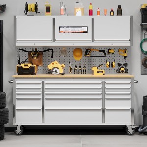 72" Tool Chest with 15 Drawers, Mobile Heavy-Duty Rolling Tool Cabinet with Locking System & Drawer Liners, Wheels - 1 of 4