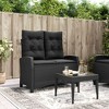 vidaXL Reclining Patio Bench with Cushions Outdoor Furniture Black Poly Rattan - 2 of 4