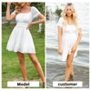 EXLURA Women's 2025 Summer Short Puff Sleeve Casual Short Mini Dresses Tie Back Square Neck A-Line Sundress - 3 of 4