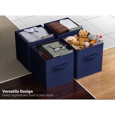 Navy Blue 11" Foldable Fabric Storage Cubes - 6 Pack