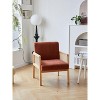 Nordlys Wood Lounge Chair in Rattan and Velvet Countryside Style Living Room - 2 of 4