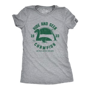 Womens Hide and Seek Champion Loch Ness Monster T Shirt Funny Sea Creature Graphic Tee - Crazy Dog Women's T Shirt - 1 of 4