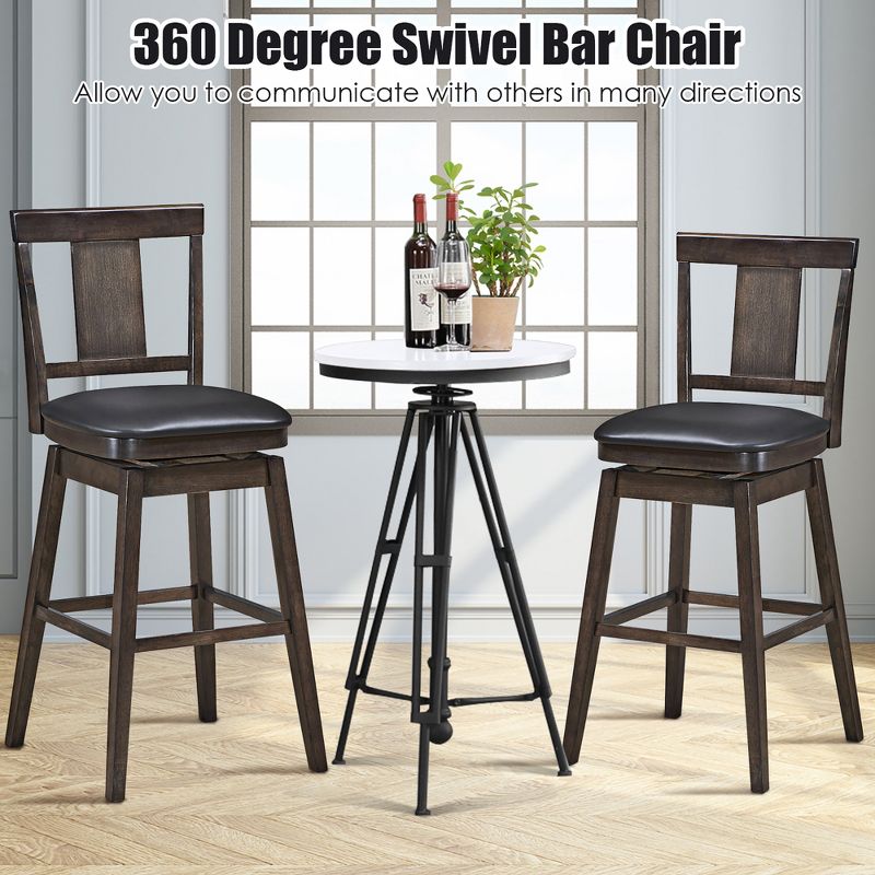 1PC\2PCS\3PCS\4PCS Swivel Bar Stool 29 inch Upholstered Pub Height Bar Chair with Rubber Wood Leg, 5 of 11