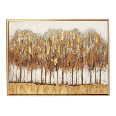 47 X 47 Canvas Landscape Trees Framed Wall Art With Silver Frame White -  Olivia & May : Target