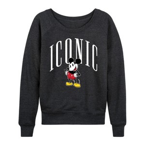 Women's - Disney - Iconic Mickey Lightweight French Terry Wide Neck Long Sleeve Shirt - 1 of 4