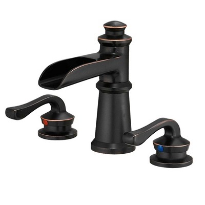 BWE 8 in. Waterfall Widespread 2-Handle Bathroom Faucet With Supply Line in Spot Resist