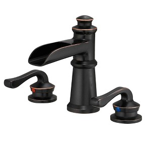 BWE 8 in. Waterfall Widespread 2-Handle Bathroom Faucet With Supply Line in Spot Resist - 1 of 4