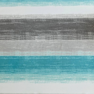 Aqua and Grey Watercolor Stripe Shower Curtain with Liner