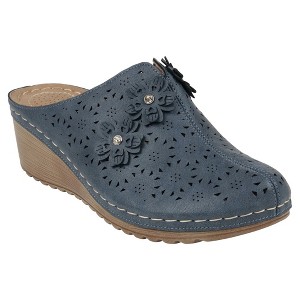 GC Shoes Krista Perforated Flower Slide Wedge Mule - 1 of 4