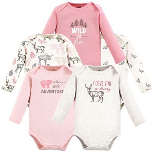 Touched by Nature Infant Girl Organic Cotton Long-Sleeve Bodysuits, Girl Woodland - 1 of 4