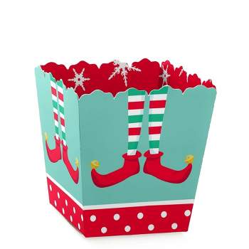 Big Dot of Happiness Elf Squad - Party Mini Favor Boxes - Kids Elf Christmas and Birthday Party Treat Candy Boxes - Set of 12