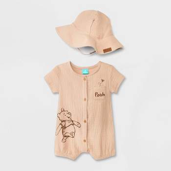 Baby Boys' Disney Winnie the Pooh Romper and Hat Set - Beige