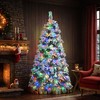 TopComfy Christmas Tree Stand Pre-Lit Snow Flocked Spruce Tree with Pine Cones for Holiday Decor, White and Green, 41.3"*41.3"*72" - 2 of 4