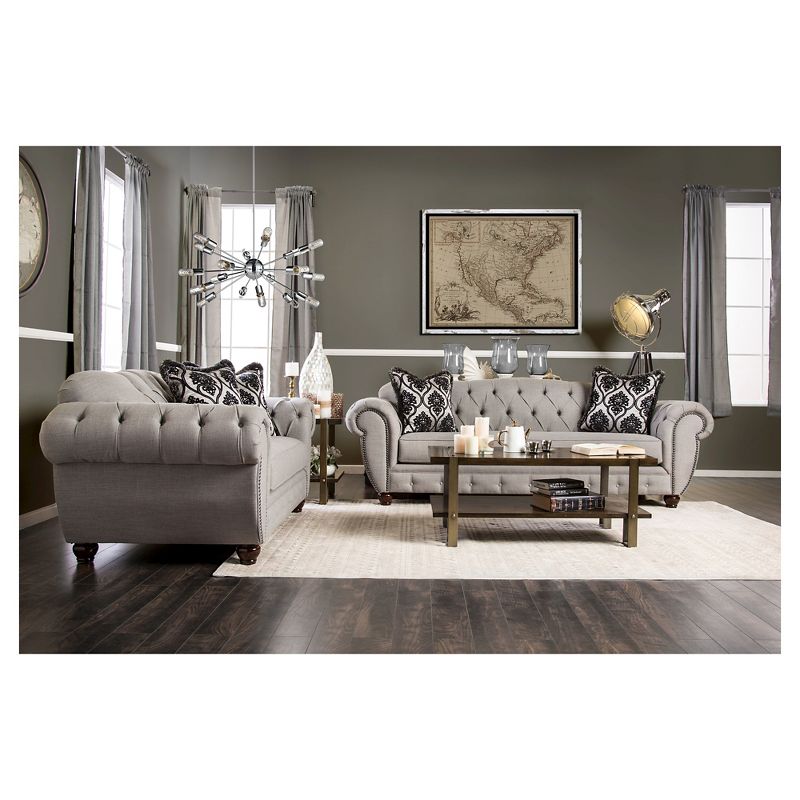 2pc Livingston Victorian Style Sofa and Loveseat Gray - Furniture Of America, 5 of 8