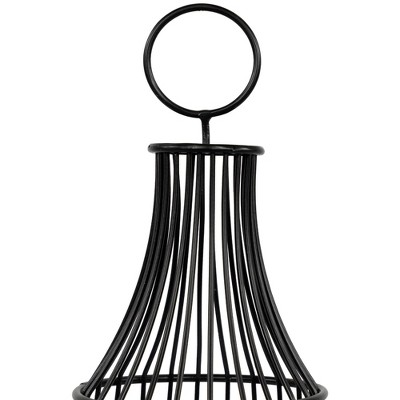 Black Metal Cage Hurricane Lantern with Glass Cylinder, 14"