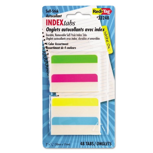 48 Tabs per Pack 1-Pack 33248 New Version 2 x 11/16 Inches Write-On Removable Index Tabs 4 Assorted Colors 