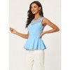Allegra K Women's Floral Mesh Lace Panel Round Neck Sleeveless Peplum Blouses - 4 of 4