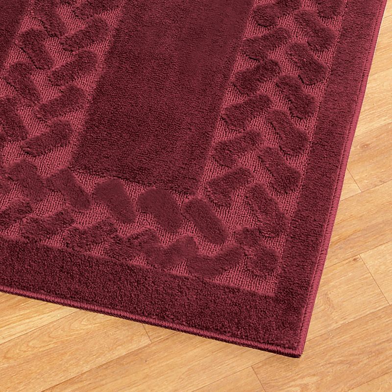 Collections Etc Herringbone Carpeted Runner Rug, Solid-Colored with Plush Decorative Trim Accents and Skid-Resistant Backing for Long, 4 of 7