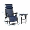 Costway 3PCS Zero Gravity Recliner Lounge Chairs Pillows Table Portable Folding Navy - 2 of 4
