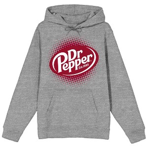 Dr Pepper Fizzy Logo Long Sleeve Gray Heather Adult Hooded Sweatshirt - 1 of 2