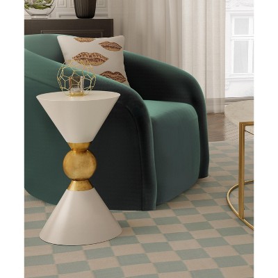 White and Gold Round Metal Accent Table