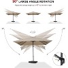PURPLE LEAF Cantilever Umbrella Left-right Tilting Swivel Large Square Patio Umbrella Outdoor Offset Umbrella with 360°Rotation Adjustable With Base - 4 of 4
