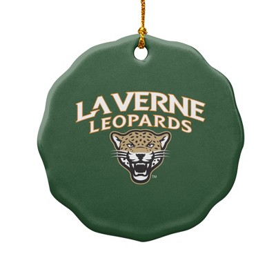 University of La Verne Primary Logo Porcelain Scalloped Holiday Christmas Tree Ornament