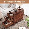 GDFStudio Calthera 11.81" Vintage Wooden 3-Drawer End Table, Brown - 4 of 4