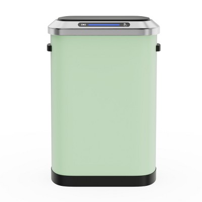 Dolonm 50L Automatic Sensor Trash Can - Mint Green, Hands-Free Stainless Steel Bin with Silent Closing Lid