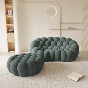 WJSHome Loveseat Bubble Sofa with Ottoman, Curved Couch, Comfy Upholstered Sofa, Mesh Fabric 3D Honeycomb Shape Modern Couch - 1 of 4