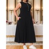Agnes Orinda Women's Plus Size Summer Crew Neck Sleeveless Buttons with Pockets Maxi Casual A Line Tank Dresses - 3 of 4