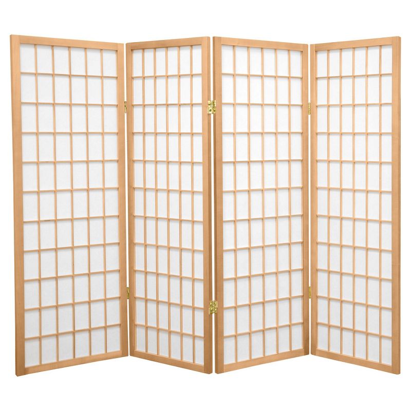 4 ft. Tall Window Pane Shoji Screen - Natural (4 Panels), 1 of 6