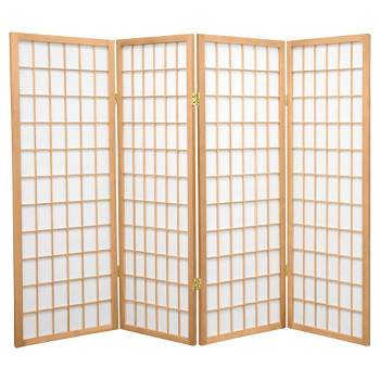 4 ft. Tall Window Pane Shoji Screen - Natural (4 Panels)