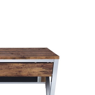 Weathered Oak and Chrome Writing Desk with X-Leg Design
