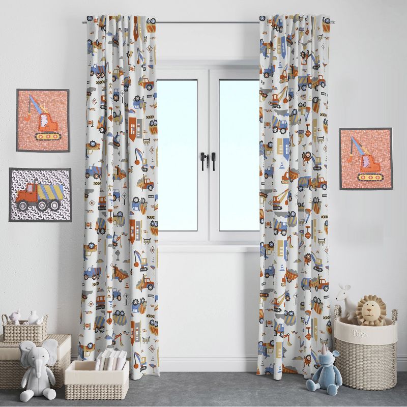 Bacati - Construction Yellow/Orange/Grey/Blue Curtain Panel, 2 of 6