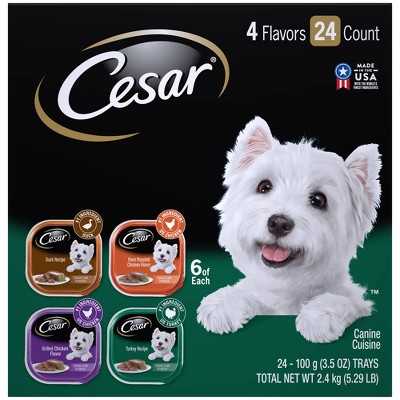 Cesar Classic Loaf in Sauce Wet Dog Food Duck, Roasted Chicken, Grilled Chicken & Turkey - 3.5oz/24ct Variety Pack