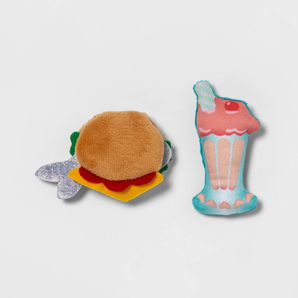 Match to Scratch Fish Burger and Milkshake Cat Toy 2pk Boots & Barkley