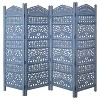 Royal Hampton Jumbo 4 Panel Folding Mango Wood with Elephant Motif Carved Design Room Divider Screen - 2 of 4