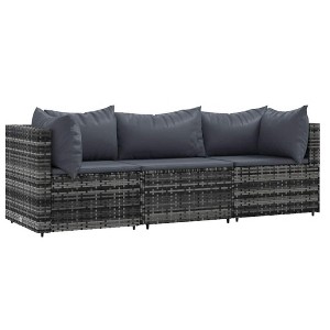 vidaXL Patio Lounge Set Grey with Anthracite cushions - 1 of 4