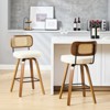 Bekrvio Swivel Counter Height Bar Stools - 26" Faux Leather Upholstered with Rattan Back,Ideal for Kitchen Island - 2 of 4