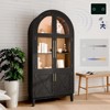 FONTOI Arched Shaped Decorative Storage Cabinet, 5-Tier Arched Bookcase with Glass Doors, Oak&Black, 36"*74.8"*17.5" - 3 of 4