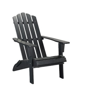 VisioGear Adirondack Chair, Folding Outdoor Chair with No Pins Needed, Patio Lawn Chair for Outside Deck Garden Backyard, Black, 31"*31"*37" - 1 of 4