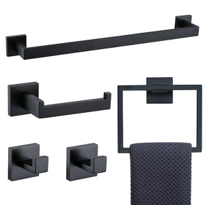 ChicFurnit Bathroom Towel Holder Wall Mounted Stainless Steel Set for Chic Bathroom Design, Black, 23.82"*7"*5.2" - 1 of 4