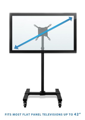 Black Adjustable Mobile TV Stand with Locking Wheels for 13"-42" Screens