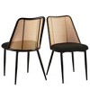 Hrinhom Set of 2 Natural Rattan Dining Chair, Upholstered Kitchen Dining Chair, Metal Legs - 2 of 4