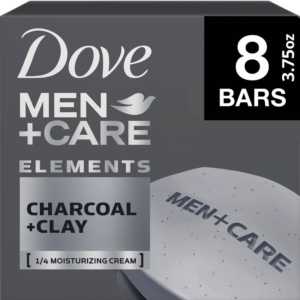 Dove Men+Care Elements Charcoal + Clay Body & Face Bar Soap - 3.75oz/8ct