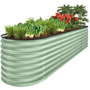 Best Choice Products 8x2x2ft Metal Raised Garden Bed, Oval Outdoor Planter Box w/ 4 Support Bars