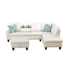 GlasFlength Sectional Sofas with Ottoman, Modern Large Modular Sectional Couch for Living Room, L Shape Upholstered Couch, White Leather, Length 97.5" - 4 of 4