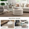 NicBex Round Button Tufted Ottoman Upholstery Footrest with Velvet-feel, Beige - 3 of 4