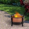 Outsunny 30 Inch Outdoor Fire Pits, Copper-Colored Round Basin Fire Pit, Wood Burning Firepit Bowl with Log Grate, Poker, & Mesh Screen for Embers - 2 of 4